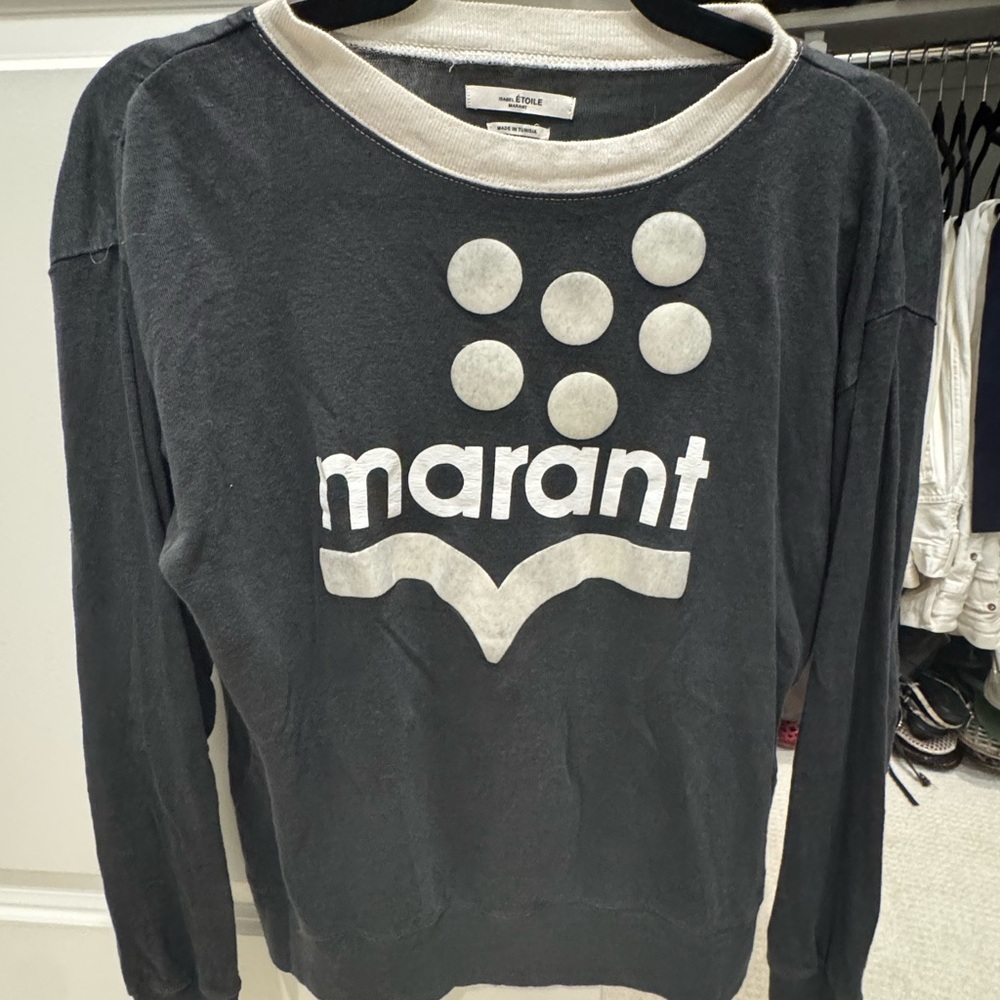 Isabel Marant Black and Cream Logo Sweater